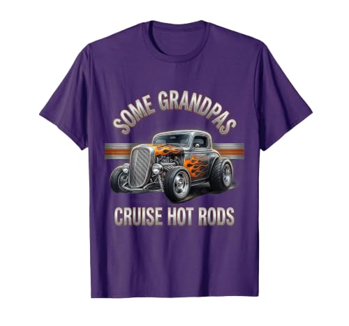Grandpas Cruise Hot Rods Vintage T-Shirt Men Small Purple