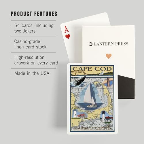 Lantern Press Baraja Poker Nautica Cape Cod Massachusetts 52 Cartas miniatura 3