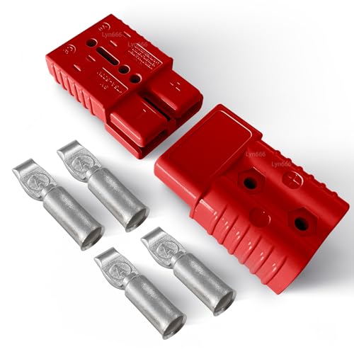 Lyn666 2-4 Gauge Battery Quick Connector 175A 12-36V Battery Quick Disconnect Battery Quick Wire Harness Plug Kit for Car Bike ATV Winches Lifts Motors More (2pcs,Red)