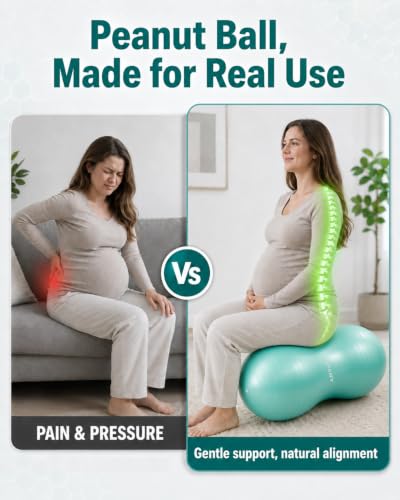 Image of INPANY Peanut Ball - Anti Burst Exercise Ball for Labor Birthing, Physical Therapy for Kids, Core Strength, Flexible Seating, Home & Gym Fintness, Sensory Chair Wiggle Seat for Boys and Girls