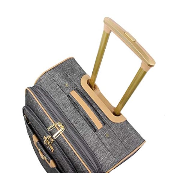 Nicole Miller New York Designer Luggage Collection - Grande valigia espandibile, 60 cm, borsa leggera a scacchi con 4 ruote girevoli, Argento, 28in
