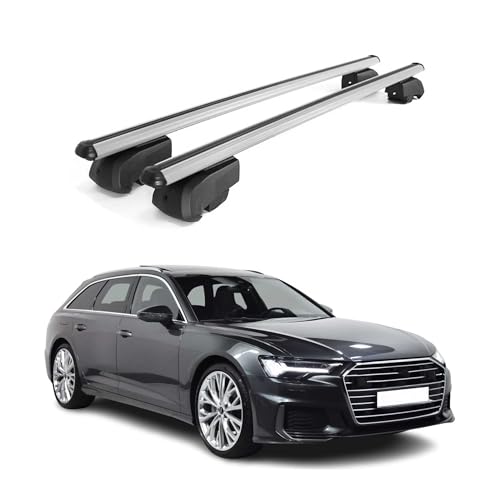 Dachträger Grundtäger kompatibel mit Audi A6 C8 Avant 2018-2025 Alu 75kg Silber 2tlg Geschlossene Reling für Fahrradträger, Dachboxen, Skiträger Abschließbar Dachträger Grundtäger kompatibel mit Audi A6 C8 Avant 2018-2025 Alu 75kg Silber 2tlg Geschlossene Reling für Fahrradträger, Dachboxen, Skiträger Abschließbar