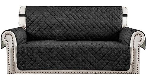RHF Reversible Loveseat Cover for Dogs, Pet Couch Slipcover, Machine Washable (Black/Gray)