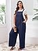 TAKEYAL Women's Plus Size Jumpsuit Overalls Wide Leg Casual Summer Rompers Adjustable Loose Fit Jumpsuits With Pockets 2025(Navy Blue, 3XL)