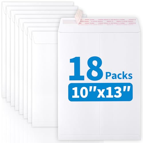 18 Pack Catalog Envelopes Self Seal, 10 x 13 Inches Catalog Mailing Envelopes, White Manila Envelopes for Mailing, Organize, Storage, Home, Office