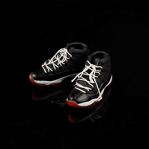 Baskets De Basket-Ball à Lacets Creux Bicolores à L'échelle 1/6 pour Hommes Mini Chaussures (Black)