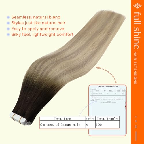 Image of Full Shine Tape in Extensions, 14 Inch Brown to Blonde Mix | 50g 20PCS, Invisible Remy Tape in Hair Extensions, Seamless Skin Weft Design Soft Finish Natural Blend for Daily Wear