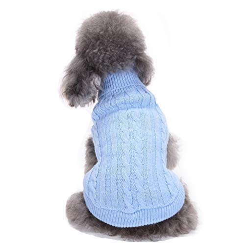 Chborchicen Small Dog Sweaters Knitted Pet Cat Sweater Warm Dog Sweatshirt Dog Winter Clothes Kitten Puppy Sweater (Medium,Light Blue) #TOP7