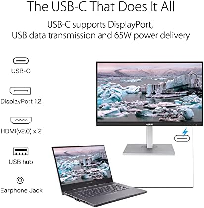 ASUS ProArt Display PA279CV Professional Monitor - 27-inch, IPS, 4K UHD (3840 x 2160), 100% sRGB, 100% Rec. 709, Color Accuracy ΔE < 2, Calman Verified, USB-C, ProArt Preset, ProArt Palette