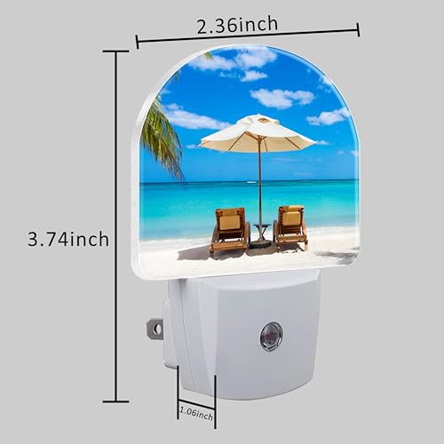 Image of Deckchairs on The Beach Night Light Plug into Wall with Dusk to Dawn Sensor Cute Nightlight for Kid Girls Boys Women Men Room Decor, Hallway, Kitchen, Bathroom, Nursery, Stairs