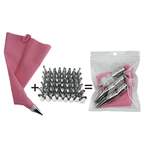 8/14 / 26/50 stks roze siliconen gebak tassen tips 48 icing piping nozzle crème herbruikbare gebak tas cake decorating… - Image 3