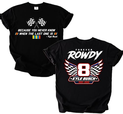 Racing Legend Tribute T-Shirt | RIP Rowdy 1985-2026 | Two-Time Racing Champion Memorial Tee | No. 8 Racing Fan Gift | Rowdy Forever