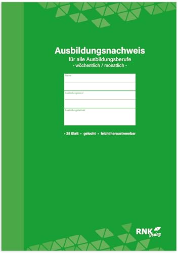 Preisvergleich Produktbild RNKVERLAG 5084 - Ausbildungsnachweisblock für alle Ausbildungsberufe, für wöchentliche oder monatliche Eintragungen, 1 Stück