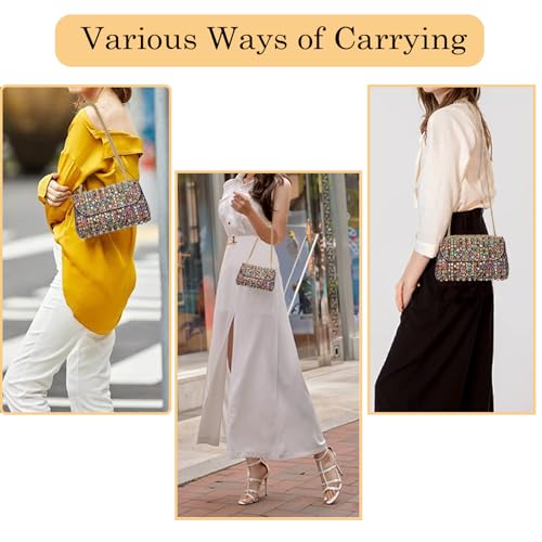 Image of Flower Rhinestone Crystal Clutch Purse Shoulder Bag Sparkling Evening Bag for Wedding Prom Party Bride Guest