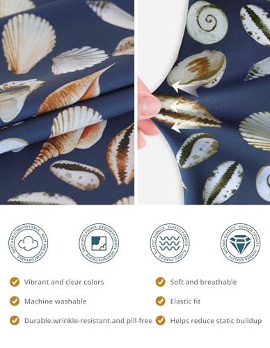 Gorro quirúrgico estilo euro con diseño de conchas marinas azul marino miniatura 5