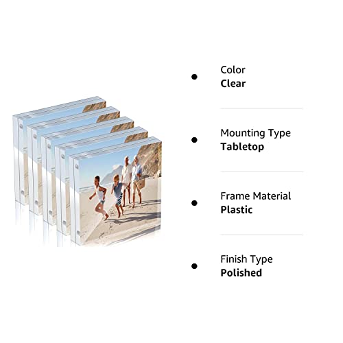 5 Pack Acrylic Picture Frame Desktop Frameless Photo Frame Double Sided Transparent Acrylic Frame Clear Picture Frame Horizontal Magnetic Frame For Desk Desktop Display Pictures Holder (4 X 4 Inches) #TOP7