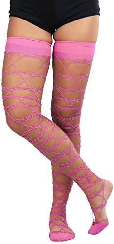 Image of ToBeInStyle Women's Multi-Strand Large Diamond Fence Net Thigh High Stockings