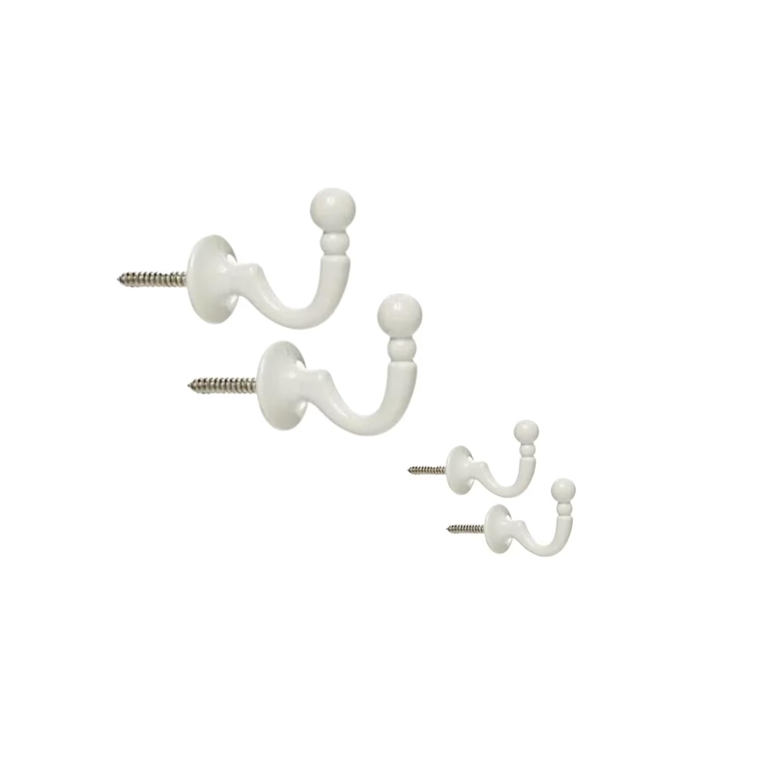Sisi Uk White Tassel Hooks Ball End Drape Tieback U Shaped Hooks For Curtains, Coats, Clothes, Bags – Pack Of 4