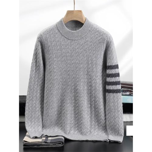 Men's Mock Neck Twist Flower Cashmere Pullovers Thick Sweater Casual Clothes Winter 100 Percent Knitwear Tops4