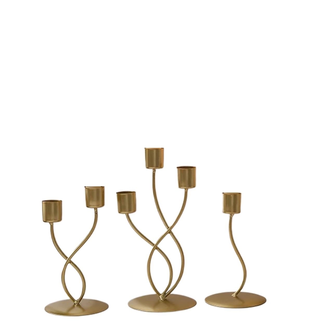 Iron Candle Holders 2pcs Candlestick Iron Romantic Mood Living Room Table Candle Decoration(Color1)