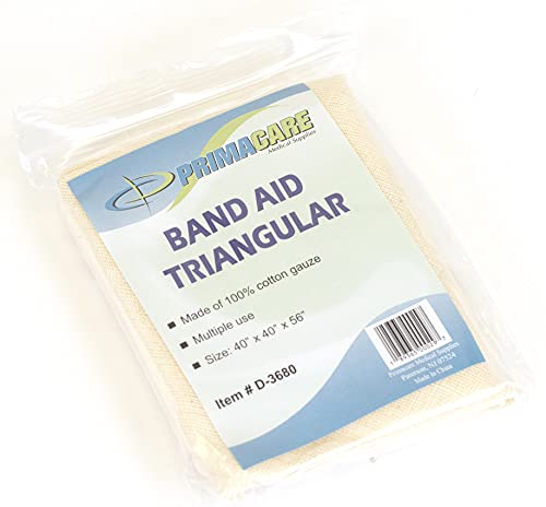 Primacare D-3680 First Aid Triangular Splint Bandage With Safety Pins For Sprain And Broken Bones Support, Latex Free Non-Woven Cotton, 40X40X56 (Pack Of 12) #TOP1