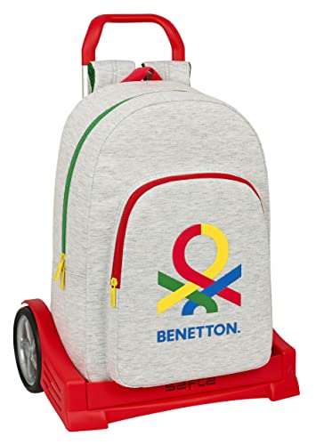 Safta M860q, Benetton Pop Mochila Escolar Con Carro Evolution Incluido Ideal Para Niños, De Diferentes Unisex Gris (Grey), Estándar