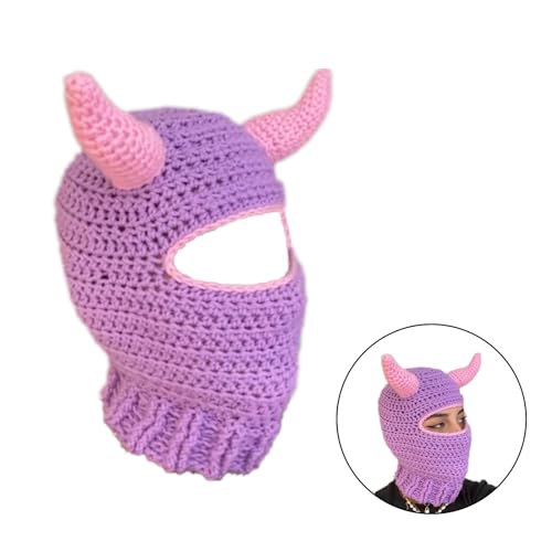 Masque de ski tricoté aspect vieilli protection visage coupe-vent