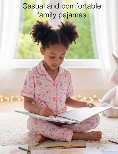 Image of Bamboo Viscose Girls' Sleepwear Short Sleeve Button Down 2-Piece Girls' Pajama Sets
