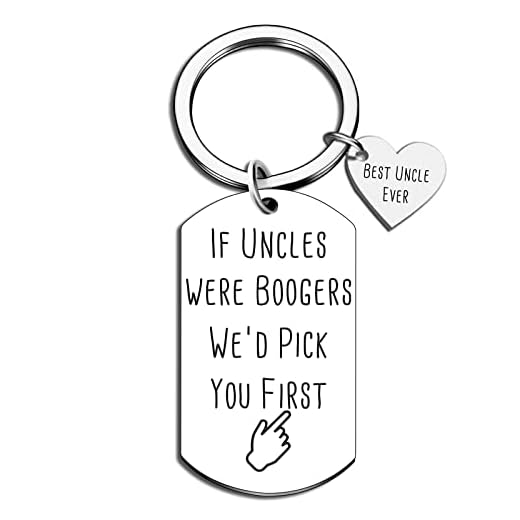 Uncle Gifts from Nephew Niece Funny Uncle Keychain for Him Birthday Christmas Halloween New Year Thanksgiving Wedding Gifts for Special Best Uncle Ever Gifts Personalized Booger Key Chain,Silver