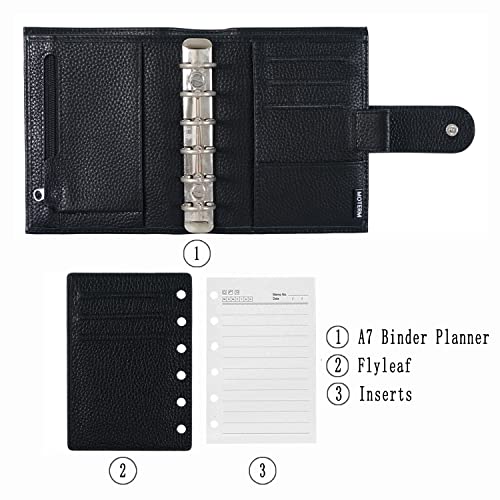 Moterm Regular Planner Pocket Ring Organizer - Genuine Leather Organizer (Pebble Black, 19mm Ring), Regular Pocket(2.0) - Image 2