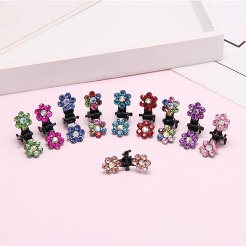 Zufällige Mini-Haarklammer für kleine Hunde, Pflaume mit Strassblüte, zotteliger Hund, Haarschmuck für Mädchen, Malteser, Yorkie-Teddy-Pudel, Haarschmuck, Hochzeit, 12 Stück