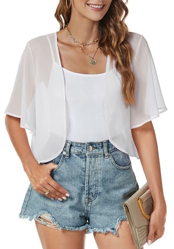 Gosunny Kurz Bolero Jäckchen für Frauen Kurzarm Jacket Leicht Chiffon...