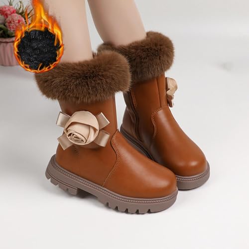 Girls Winter Boots Fashion Fur Lined Soft Warm Fur Sweetheart Princess Fluffy Snow Boots Side Zipper Mid Calf Shoes2