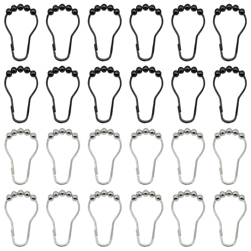 Crochets De Rideau De Douche 24 Pièces, Anneaux De Rideau De Douche En Métal, Accessoires De Salle De Bain, Accessoires D'Installation De Rideau De Douche, Outils De Fixation De Rideau De Douche