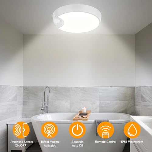 Deeplite T041 Battery Ceiling Light Motion Sensor Rechargeable Wireless Shower Light With Remote,5500K 8000Mah,Timing,7.8In Motion Activated Overhead Lighting thumb #2