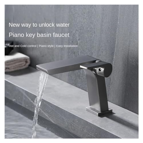 Robinet mélangeur eau chaude eau froide cascade pour vasque et lavabo blanc - 3