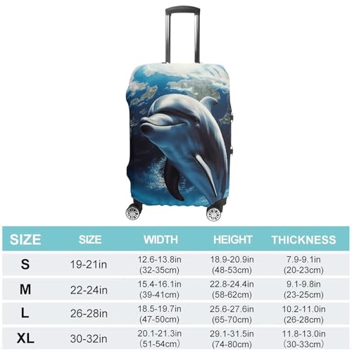 Travel Luggage Cover Elastic Suitcase Protector Anti-Scratch Washable Dolphin Earth Luggage Sleeve Tsa Approved Carry on Covers Baggage Cover Fits 18-32 Inch Luggages2