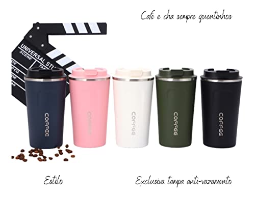 Copo Termico Inox Cafe Cha Cerveja Chope com Tampa (Rosa)