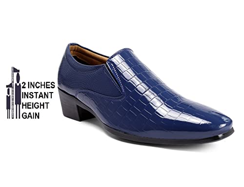 Image of BXXY Men's 2 inch Height Increasing Patent Material Casual Formal Moaccasion Slip-On Shoes with Pu Sole.
