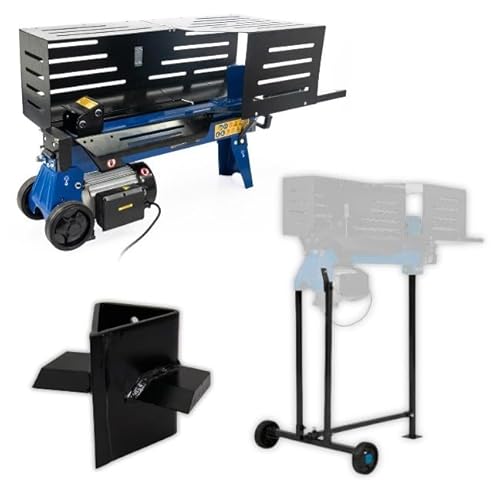 Image of Hyundai 7 Tonne Horizontal Electric Log Splitter with Stand & Cross Wedge, 2300W (3HP) – 520mm Log Capacity for Home & Garden