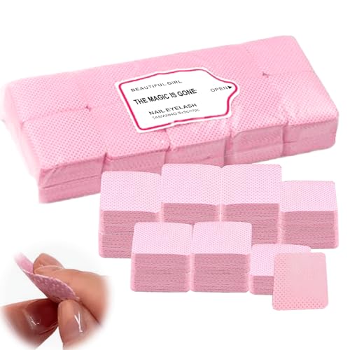 keyxer 1000 unidades (rosa) de celulosa para uñas de gel, rodillo de tienda para uñas, almohadillas de algodón, quitaesmalte de uñas, sin pelusas, sin pelusas, toallitas de uñas para limpiadores de