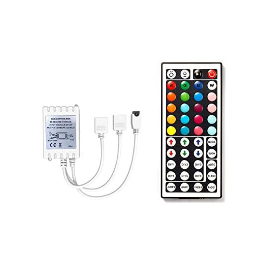 DAYBETTER Led Lights 2 Ports 44 Key Remote Control, Dimmer for Led Strip Lights, 4 Pin Output Remote Controller for Led Strips 12 24V DC Led Tape Light