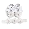 TMEOG 2 stuks peuterschoenen + hoofdband, baby meisjes bloemen schoen anti-slip zachte speciale gelegenheden doop…
