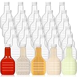 Roshtia 30 Pack 16oz Clear Plastic Salad Dressing Bottles Bulk Empty Squeeze Bottle with White Flip Top Cap for BBQ Condiment Sauce Ketchup Salad Dressing