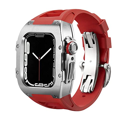 Boîtier acier pour Apple Watch protège des chocs avec bracelet caoutchouc