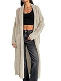 Saodimallsu Womens Open Front Long Cardigan Sweaters Oversized Chunky Fuzzy Lapel Fall 2025 Trendy Duster Sweater Coats Khaki