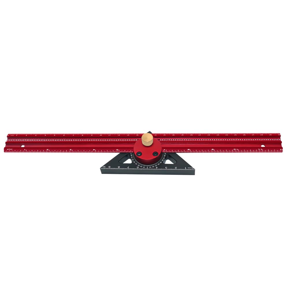 Strumento per Bussola in Alluminio a Gradi Tracciatore (400 mm) | Lega di Alluminio, Scale Imperiali Metriche, Fori da 1 Mm, Guida a T, Uso Carpenteria, Compatibile con Penna, Calibro