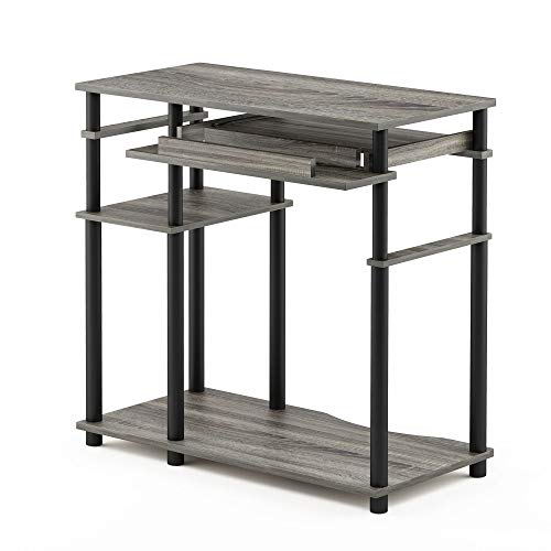 Furinno Bureau d'Ordinateur, Bois, Chêne Français Gris/Noir, Taille Unique, One Size