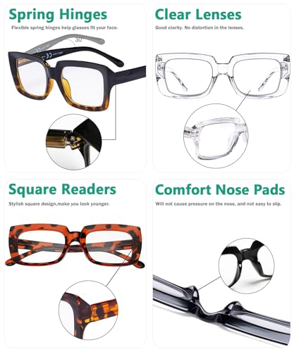 Image of Eyekepper 4 Pack Ladies Reading Glasses - Stylish Oversized Square Readers for Women +1.25