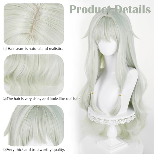 Image of LABEAUTE Long Curly Green Cosplay Wig Heat Resistant Synthetic Anime Wig Hair with Adjustable Cap for Halloween Costume Comic Con Daily Use